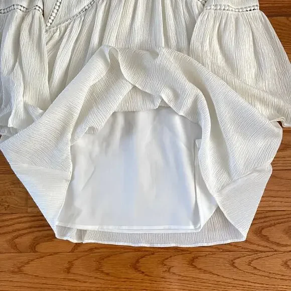 Boho Chic Tunic Peasant Dress Womens Small White Lagenlook Hippie Minimalist - Picture 5 of 9